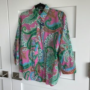 Ralph Lauren ladies button down paisley shirt, size medium.
